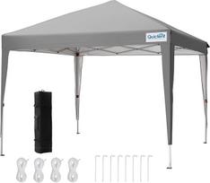 "Quictent Pop Up Gazebo" 3 x 3 m su krepšiu, sulankstoma vandeniui atspari pavėsinė, 50+ UV apsauga, sodo palapinė vakarėliams, stovyklavimui, festivaliams ir blusų turgams - pilka