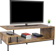 "Relaxdays" televizoriaus lentyna, 3 lentynos, atvira TV lentyna iki 55 colių, HBD: 40 x 106 x 39,5 cm, TV stovas, rudos/juodos spalvos