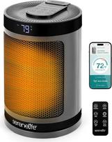 "SereneLife" nešiojamasis kambarių šildytuvas - 1500 W vidaus elektrinis ventiliatorinis šildytuvas su termostatu, nuotolinio valdymo pultu, 12 valandų laikmačiu, "Wi-Fi" PTC keraminis šildytuvas namams