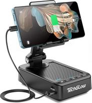 "TechGlow" sulankstomas telefono stovas su "Bluetooth" garsiakalbiu, maitinimo bankas, 360° kampu besisukantis telefono stovas, gimtadienio dovanos vyrams, moterims, mamai, tėčiui, šaunūs technikos dalykėliai