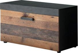 "Trendteam Smart Living" - "Indy" - komoda - ąžuolas / pilka - spinta suoliukas su 1 atvartu ir 2 lentynomis - (plotis x aukštis x gylis) 80 x 45 x 37 cm - antikvarinės spalvos rankenos