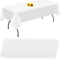 10 pakuočių vienkartinių staltiesių Balta stačiakampė plastikinė staltiesė 137 cm x 274 cm Aukščiausios kokybės dėmėms atsparios / vandeniui atsparios staltiesės gimtadieniui, vestuvėms, vakarėliams, kepsniams, piknikams dekoruoti