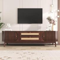 170 cm TV spintelė su durelėmis ir stalčiais, maža svetainės lentelė su rotango šonais, natūralaus kaimiško stiliaus TV spintelė, miegamojo ir svetainės TV spintelė, medžio spalva ir šviesa