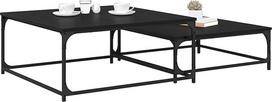 Couchtisch Set 2er Schwarz Eichen-Optik Holzwerkstoff 80x80x35 cm & 70x70x25 cm - Moderne Wohnzimmer-Tische für Drinks, Deko & Magazine