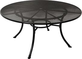 DEGAMO "Rivo" sodo stalas iš išplėstinio metalo, 150 cm, apvalus, tamsiai pilka spalva (geležies pilka), atsparus atmosferos poveikiui, lauko