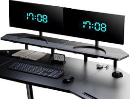 EUREKA ERGONOMIC Dvigubas monitoriaus stovas, monitoriaus stovas, monitoriaus stovas, stalinis stalas stalui, stalinis organizatorius monitoriui ir spausdintuvui, namams, biurui, mokyklai, anglies pluošto juodas