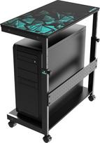 EUREKA ERGONOMIC reguliuojamo aukščio kompiuterio bokšto stovas, ATX korpuso procesoriaus laikiklis, kompiuterio stovas, po stalu esantis spausdintuvo krepšelis su ratukais ir pelės kilimėliu, juodas