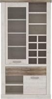 FORTE DURO vitrina su 1 durelėmis, 1 stiklinėmis durelėmis ir 1 stalčiumi, kompozitinė mediena, Pnie White/Antikinis ąžuolas, 109,8 x 212 x 41,3 cm