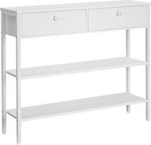 HOOBRO EWW32XG01 Konsolinis staliukas, prieškambario staliukas su stalčiumi ir 2 aukštų lentynomis, sofos staliukas su tvirtu metaliniu rėmu, 100 x 24 x 80 cm, skirtas įėjimui, prieškambariui, svetainei, baltas