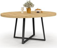 IDMarket - "Selma" išplečiamas apvalus valgomojo stalas 4-8 asmenims Mediena ir juoda spalva 120-160 cm
