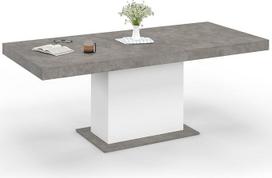 IDMarket - Išskleidžiamas stačiakampis valgomojo stalas "Eden" 6-10 žmonių 160-200 cm betono ir baltos spalvos