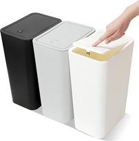 JOTOM 3 mini vonios šiukšliadėžių rinkinys su iššokančiu dangčiu, 10 l moderni šiukšliadėžė, šiukšliadėžė, šiukšlių dėžė, tinkanti svetainei, miegamajam, virtuvei, tualetui, biurui (juoda, smėlio, pilka)