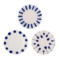 Baltos spalvos/mėlynos spalvos desertinės iš akmens masės lėkštės 3 vnt. ø 22 cm Linora – Bloomingville