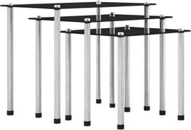 Nesting stalai 3 vnt. juodo grūdinto stiklo Nesting kavos staliukas Couch Accent End Side Nest of Table Set, svetainės miegamojo baldai Sofa Storage Table