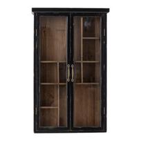 Juodos spalvos iš kėnio masyvo pakabinama vitrina 50x80x14 cm Hazem – Bloomingville