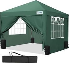 Quictent Pop Up pavėsinė Vandeniui atspari 3 m x 3 m pavėsinė su šoninėmis sienelėmis Renginių pastogė su krepšiu ir smėlio maišais, reguliuojamas tentas gimtadieniui, vestuvėms, vakarėliams, piknikams, žalia