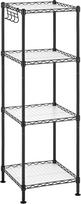 SONGMICS LGR104B01 Vonios kambario lentynėlė su 4 pakopomis Metalinės lentynos 80 kg keliamoji galia 4 PP plokštės Nuimami kabliukai 30 x 30 x 102 cm mažoms erdvėms Juoda