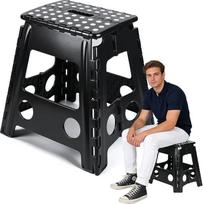 Sulankstoma taburetė, 45 cm, juoda, sulankstoma taburetė vaikams ir suaugusiesiems iki 120 kg, nešiojama ir sulankstoma, sulankstoma taburetė idealiai tinka vaikų vonios kambariui, stovyklavimui, piknikui, namams