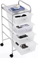 Yaheetech Virtuvės vežimėlis su 4 stalčiais Utility Trolley Virtuvės organizatorius Serviravimo vežimėlis virtuvei Vonios kambarys Biuras Miegamasis su ratukais ir rankenomis Balta