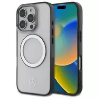 Mercedes MEHMP16X23HUOKC iPhone 16 Pro Max 6.9" transparent hard case with printed logo and MagSafe compatibility