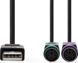 Kabel Nedis Nedis CCGB60830BK03 kabel PS/2 0,3 m USB A 5-p DIN Black | CCGB60830BK03 | 5412810421770