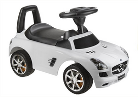 Vaikiškas pasispiriamas automobilis Mercedes-Benz SLS AMG baltas