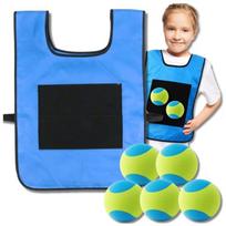 Vikrumo žaidimo rinkinys velcro liemenė su minkštais kamuoliukais, mėlynas