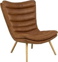 "AC Design Furniture Grady Lounge Chair", rudos spalvos, minkštasuolis su odiniu apmušalu ir medinėmis kojomis, modernaus skandinaviško retro stiliaus "Wing Chair", skirtas svetainei, miegamajam, biurui