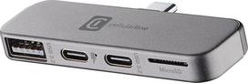 "Cellularline" išmaniųjų telefonų šakotuvas - USB-C adapteris su 4 prievadais (USB, 2X USB-C, "Micro SD"), suderinamas su išmaniaisiais telefonais ir planšetiniais kompiuteriais, "Plug & Play", kompaktiškas dizainas
