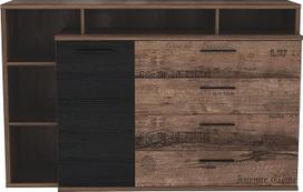"Forte Jacky" komoda su 1 durelėmis ir 4 stalčiais, medžio kompozitas "Mud Oak/Blackmark", 65 x 98,5 x 153,1 cm