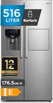 "Midea KS-EIX 6.23 Side-by-Side" šaldytuvas-šaldiklis, 176,5 cm aukščio, be šerkšno, su inverteriniu kompresoriumi, su baro skyriumi, vandens, ledo dozatoriumi su fiksuota vandens jungtimi, dvigubu valdymu, nerūdijantis