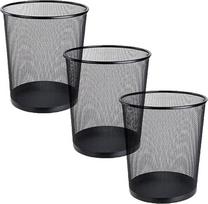 3 pakuotės juodos spalvos tinklinis šiukšlių krepšys, 12 litrų metalinė maža šiukšliadėžė, apvali šiukšliadėžė miegamajam, vonios kambariui, biurui, namams, virtuvės reikmenims, 24 x 26 cm