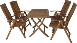 DEGAMO Maracana sulankstomas 5 dalių sodo rinkinys (4 x aukštos kėdės, 1 x stalas 70 x 120 cm), alyvuotos akacijos, FSC® sertifikatas