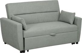 HOMCOM sofa lova, dvivietė sofa su miego funkcija, reguliuojamu atlošu, sofa su pagalvėlėmis, aksomo išvaizda, sofa lova svetainei, svečių kambariui, šviesiai pilka