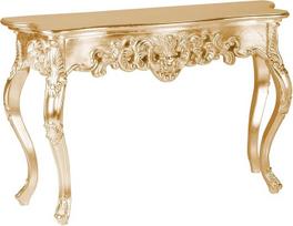 invicta INTERJERAS riess-Ambiente Venecija Elegantiška konsolė 110 cm Aukso baroko dizaino šoninė lenta Rankų darbo šoninis staliukas Prieškambario staliukas Lentyna Siauras sofos staliukas