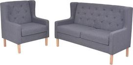 KOIECETA Sofos komplektas 2 dalių sofos komplektas Minkšta sofos kėdė Lounge sofa Minkšti baldai Audinys Sofos sėdimieji baldai Svetainės baldai Sofos dizainas Sofos audinys Pilka