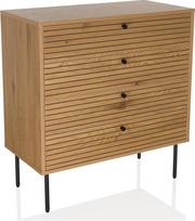 LINNO K Ąžuolinė komoda su 4 stalčiais 80 x 40 x 85 cm Pramoninio stiliaus, daug vietos daiktams laikyti