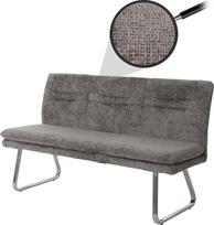 Mendler HWC-H70 Valgomojo suolas Minkštas suolas Atlošas Audinys / tekstilė Chenille Šlifuotas nerūdijantis plienas 160 cm Tamsiai pilka