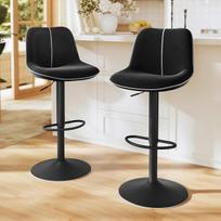VASAGLE Baro kėdės 2 baro kėdžių rinkinys Reguliuojamo aukščio pasukamos virtuvės kėdės su ergonominiu atlošu Velvetas virtuvės salai Namų baras Modernus rašalas Juoda LJB188B01