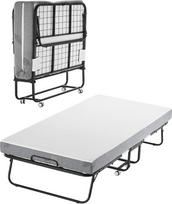 VEVOR Trundle Bed sulankstoma lova su 5 colių čiužiniu, sulankstoma viengulė lova su atminties putų čiužiniu (190 x 98 cm), 450 svarų sunkioji svečių lova suaugusiems svečiams, metalinė miegamojo lova