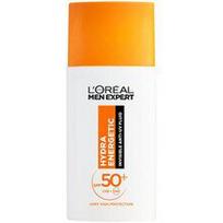 Apsauginis kremas nuo saulės L'Oréal Paris Men Expert Hydra Energetic Daily SPF 50+ nematomas, drėkinamasis, su vitaminu C