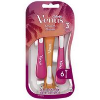 Vienkartiniai skustuvai Gillette Venus Smooth Miami, 3 ašmenų pasukama galvutė, 6 vnt.