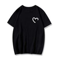 Pora Marškinėliai Oversized Laisvi Madingi Širdies Formos Grafiti Spausdinimo Marškiniai Trumpomis Rankovėmis T-shirt Vyriški Viršutiniai Drabužiai Trendiniai Studentų Vasariniai Drabužiai Laisvalaikio Vyriški T-shirt XS balta