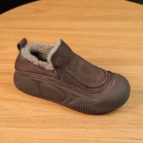 Women's Winter Casual Fleece-Lined Thermal Thick-Sole Loafer Design Slip-On Warm Fur-Lined Shoes 40 raudona