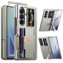 For Samsung Galaxy Z Fold 7 Case RFID Wallet with Cards Holder[Kickstand][Camera Cover] Shockproof Silicone Protective Phone Case-Champagne juoda