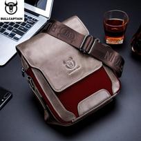 BULLCAPTAIN Man Messenger Bag Vyriški natūralios odos pečių krepšiai Verslo Crossbody laisvalaikio krepšys Garsaus prekės ženklo vyriškos rankinės pilka