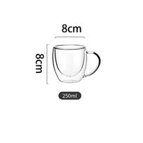 250ml/350ml/450ml Karščiui atsparus dvigubo sluoksnio stiklinis puodelis Aukšto boro silikatinio stiklo pieno puodelis 250ml