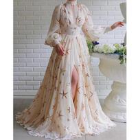 Elegantiška moteriška vakarėliu puošta šifono suknelė su blizgučiais, plonu juosmeniu, elegantiška, iškilminga, ilga, didelė suknelė M smėlis