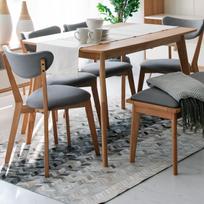 Valgomojo stalas JONNA 120/160x80xH76cm, stalviršis: ąžuolo fanera, MDF, kojos ir rėmas: kaučiukmedis, spalva: natūrali
