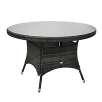 WICKER stalas, D120xA76cm, stalviršis: skaidrus stiklas, rėmas: aliuminis su plastikine vytele, spalva: tamsiai ruda